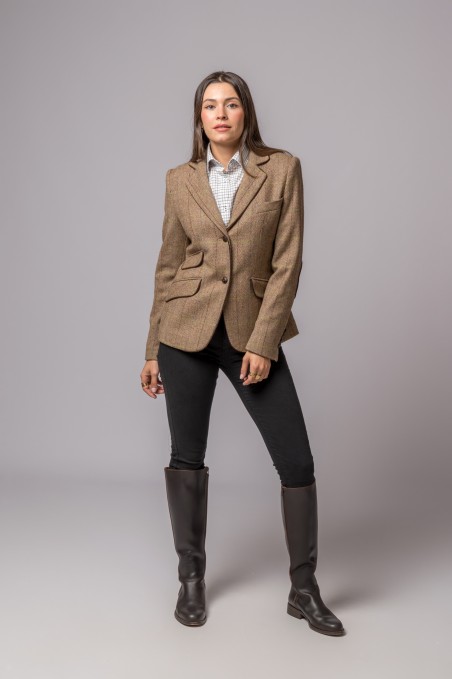 CHAQUETA LANA ESPIGA RAYA VERDE Y AZUL