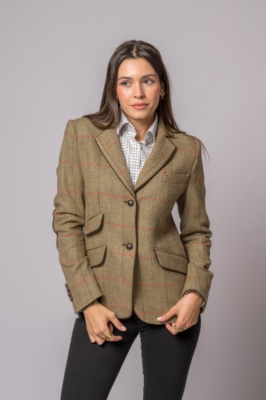 CHAQUETA LANA ESPIGA RAYA ROSA Y AZUL