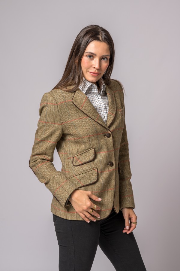 PINK AND BLUE STRIPED HERRINGBONE WOOL JACKET 2