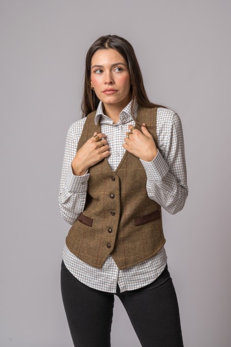GILET EN LAINE À CHEVRONS RAYÉ ROUGE