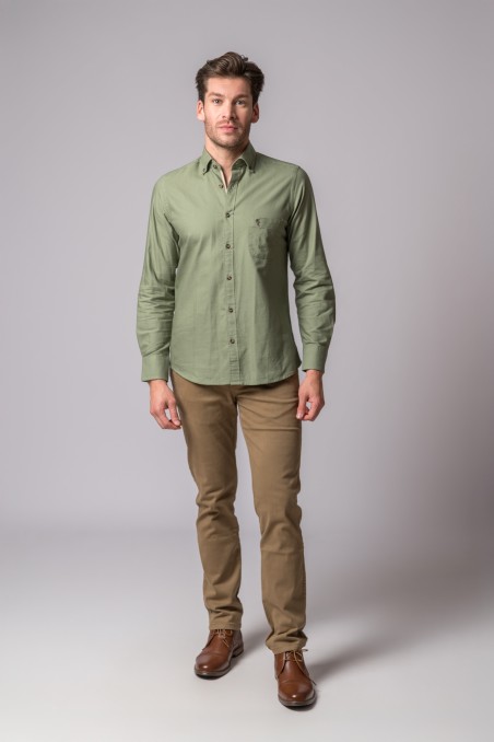 CAMICIA CON TASCA VERDE OLIVA