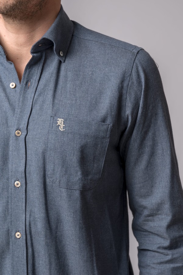NAVY BLUE HAMMERED SHIRT