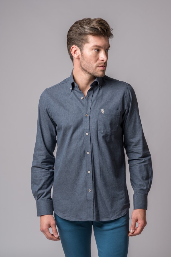 CAMISA JASPEADA AZUL MARINO 2