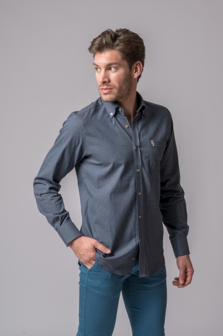 CAMISA JASPEADA AZUL MARINO