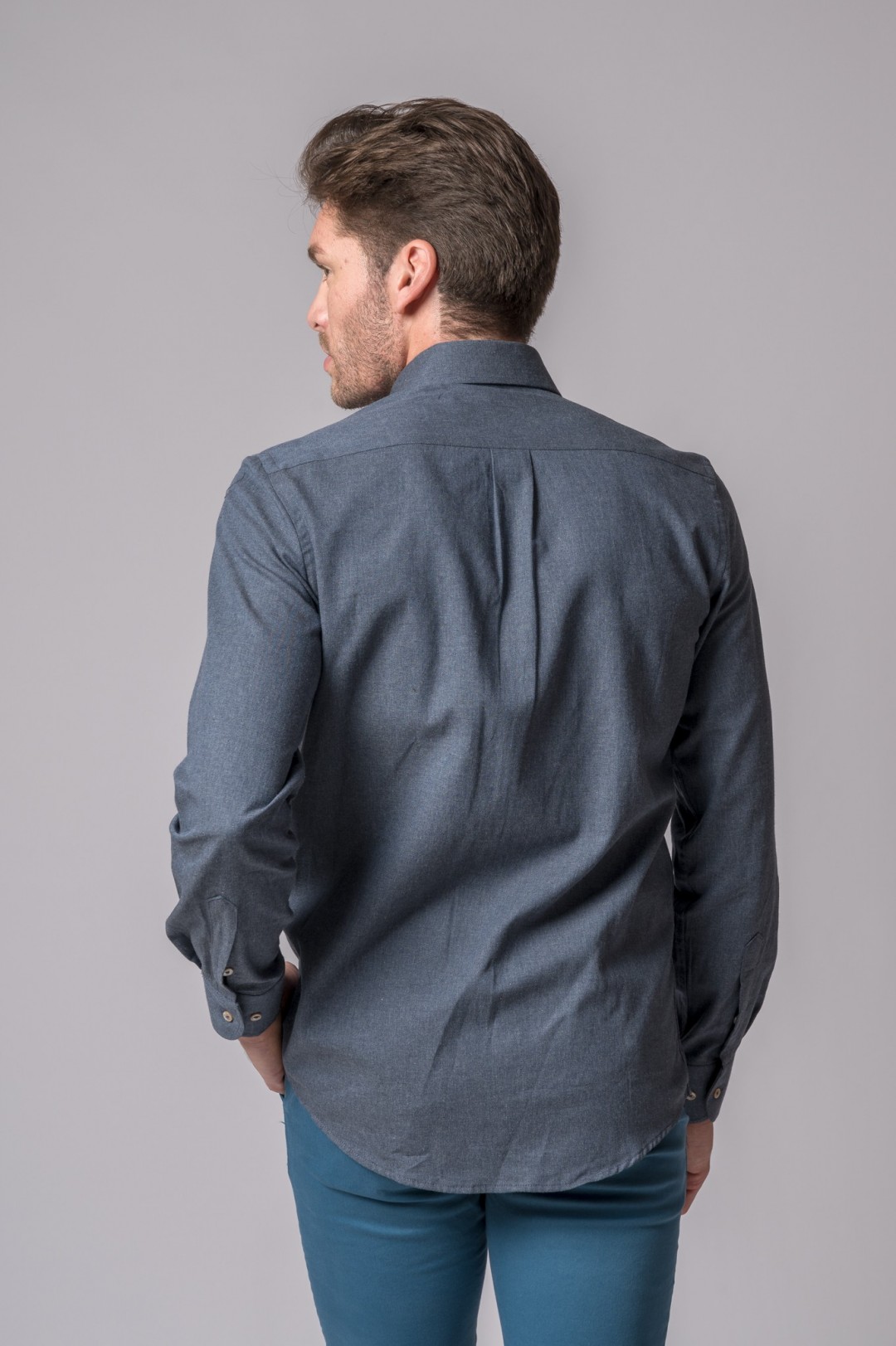NAVY BLUE HAMMERED SHIRT