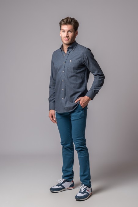 CAMISA JASPEADA AZUL MARINO