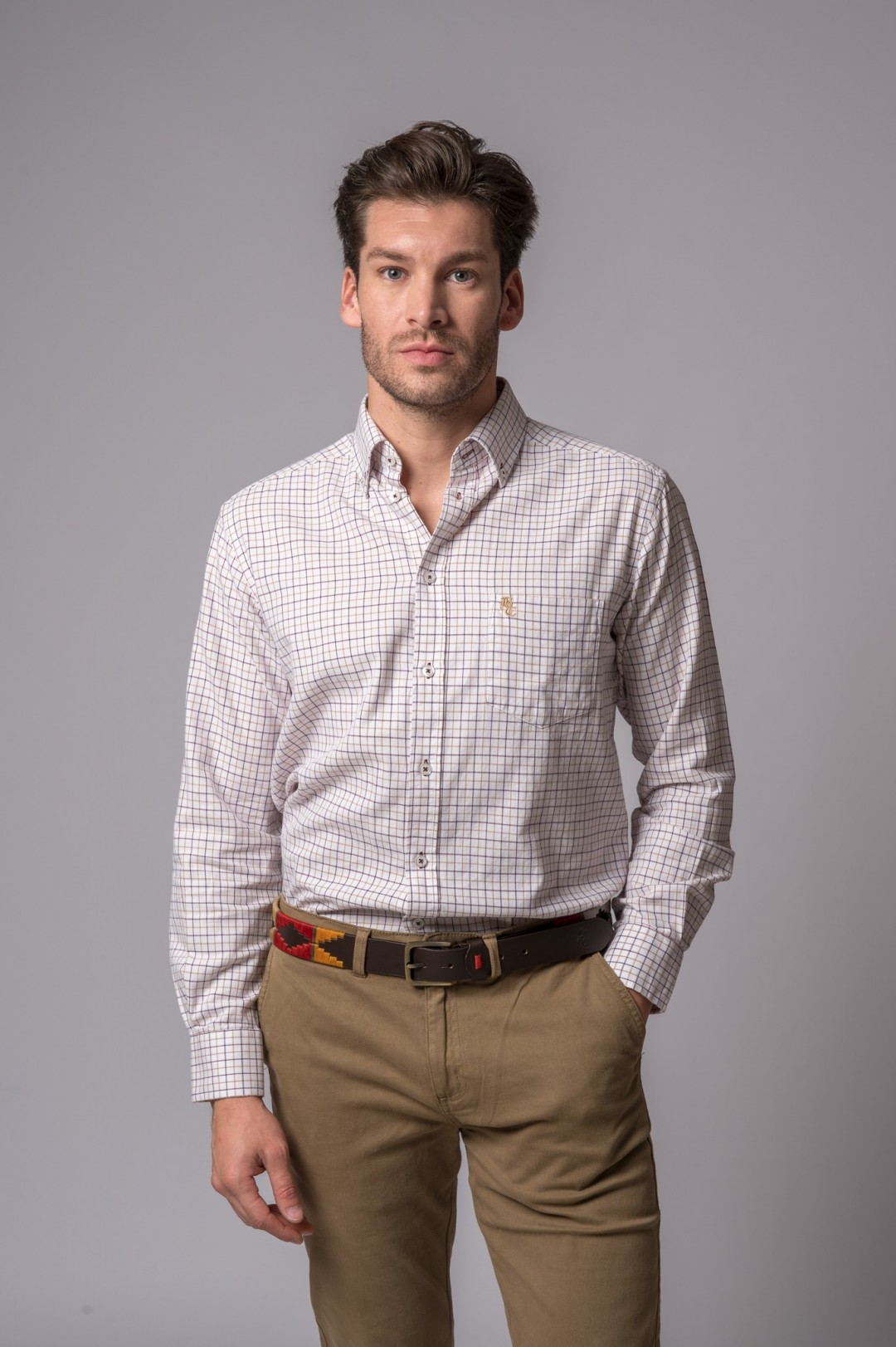 CAMISA CUADROS CAMEL Y MARRÓN