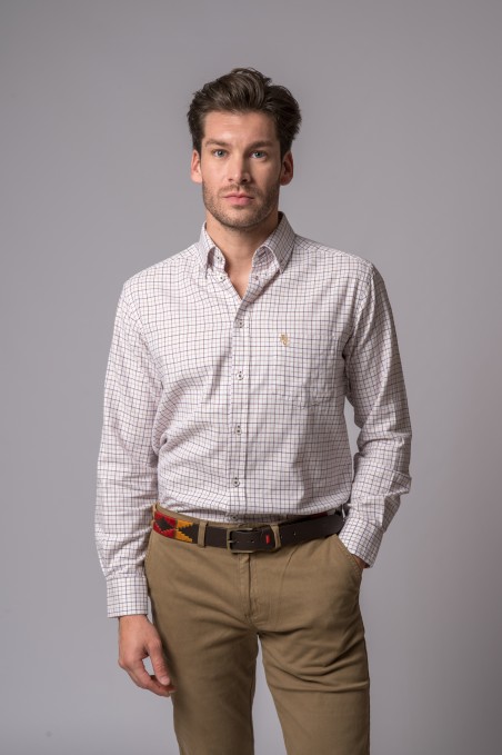 CAMICIA A QUADRI COLOR CAMMELLO E MARRONE
