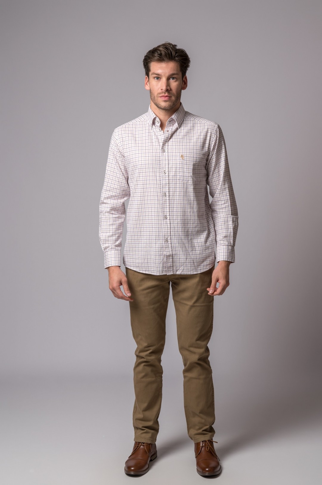 CAMICIA A QUADRI COLOR CAMMELLO E MARRONE