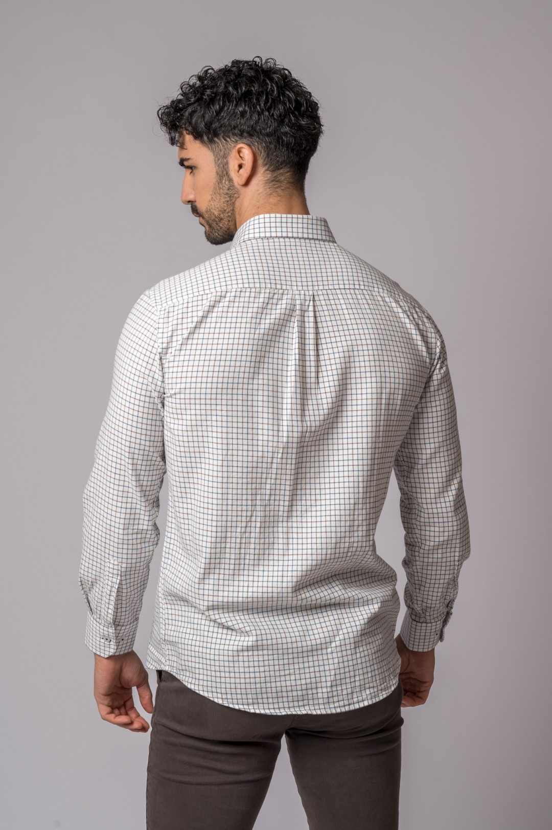 CAMICIA A QUADRI BLU E MARRONE