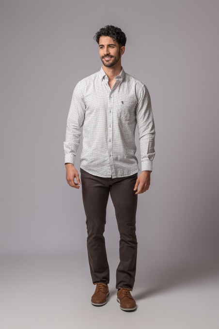 CAMISA CUADROS AZUL Y MARRÓN
