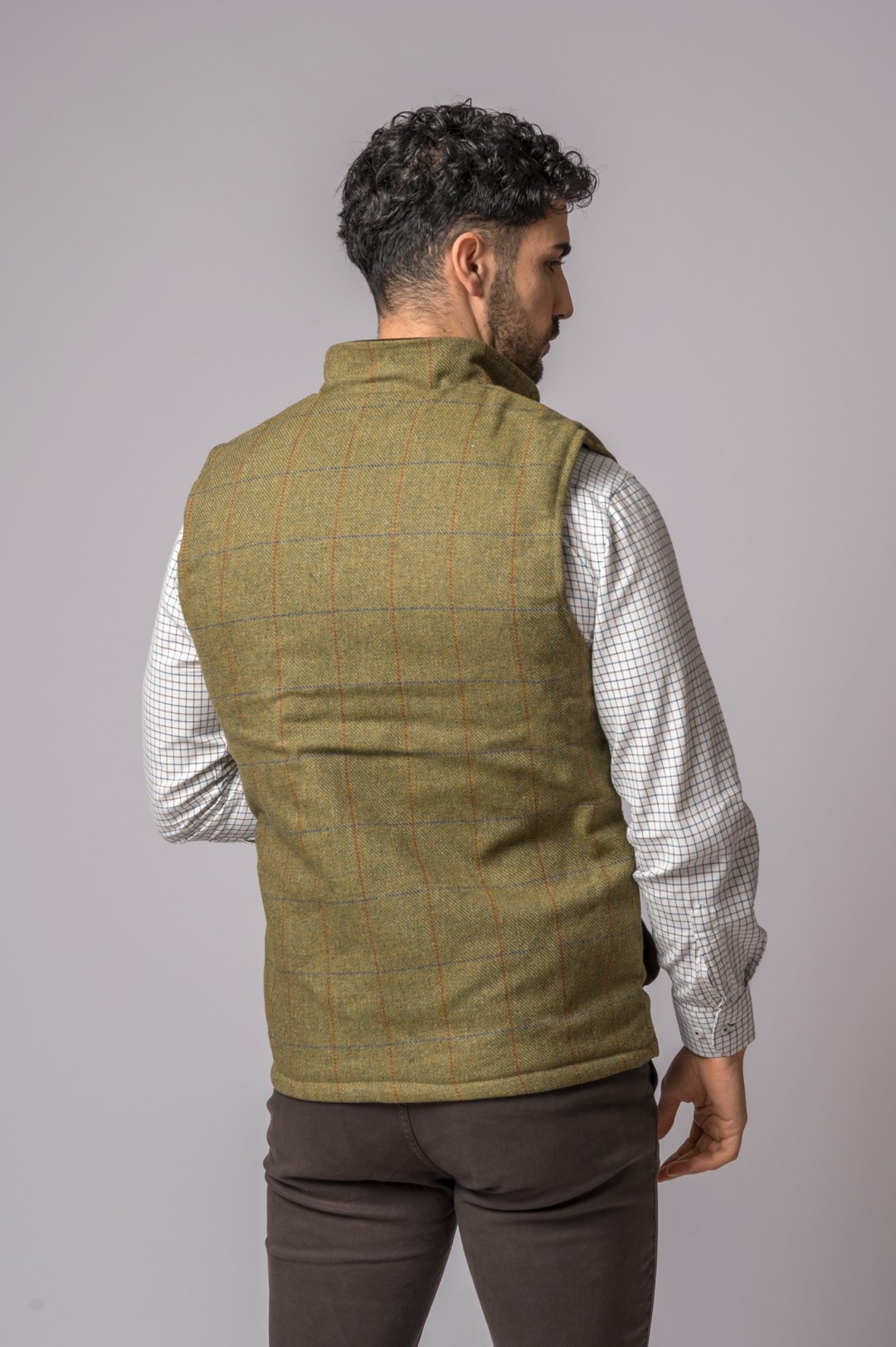 GILET EN TWEED VERT FORÊT