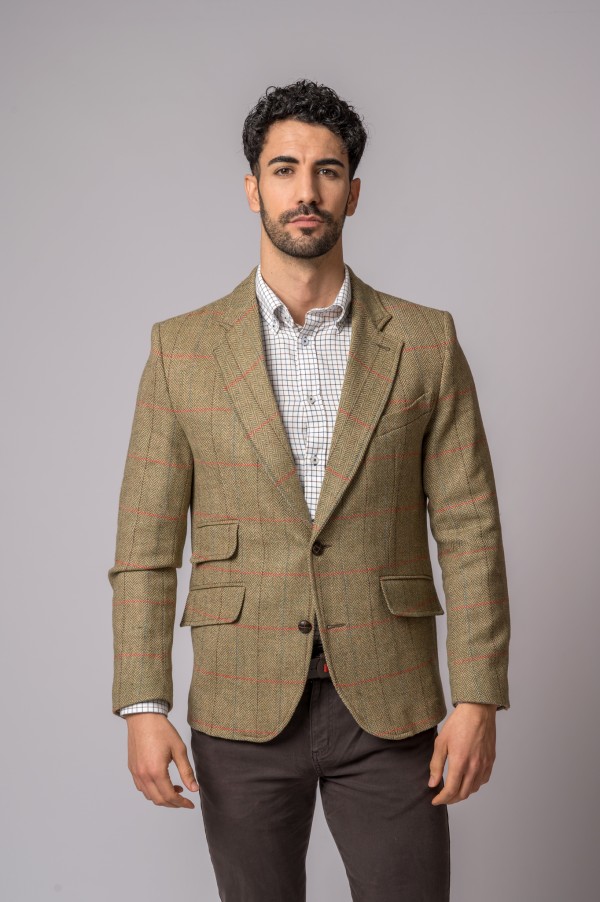CHAQUETA LANA ESPIGA RAYA ROSA