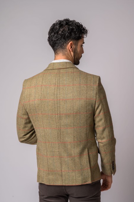 PINK STRIPED HERRINGBONE WOOL JACKET