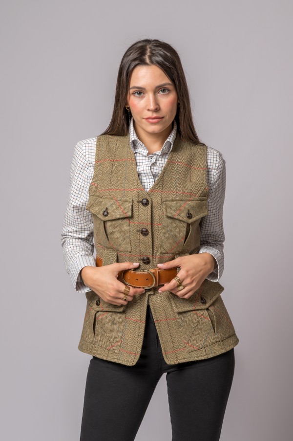 GILET IN LANA 4 TASCHE A RIGHE ROSA