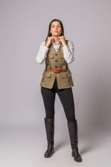 GILET EN LAINE 4 POCHES RAYÉ ROSE