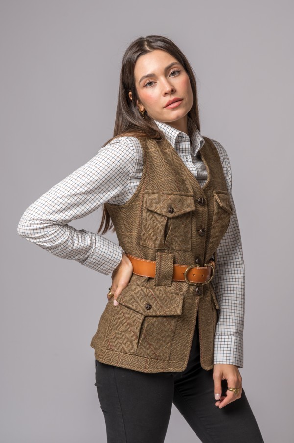WOOL VEST WITH 4 POCKETS AND RED STRIPES 2