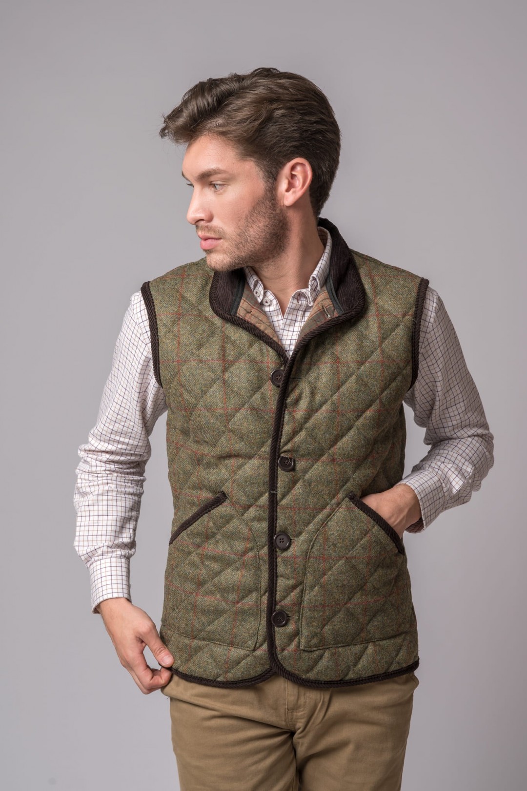 CHALECO TWEED VERDE