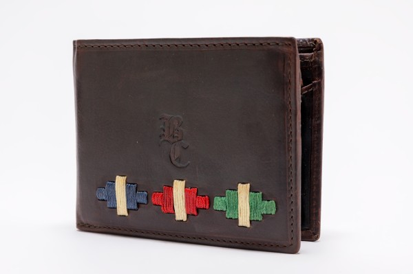 CARTERA PIEL ROMBOS AZUL, ROJO Y VERDE