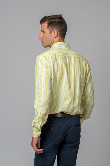 CAMISA RAYAS AMARILLO Y GRIS