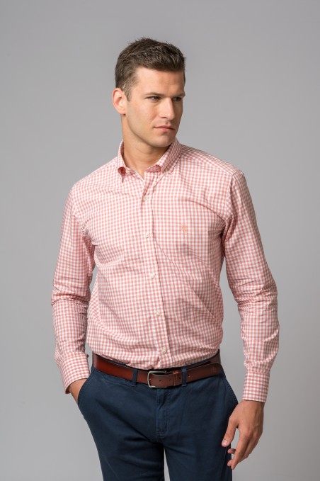 CHEMISE À CARREAUX SAUMON
