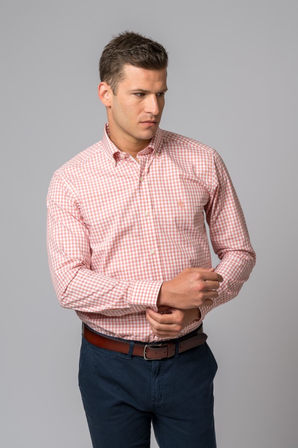 CAMISA CUADROS SALMÓN 2