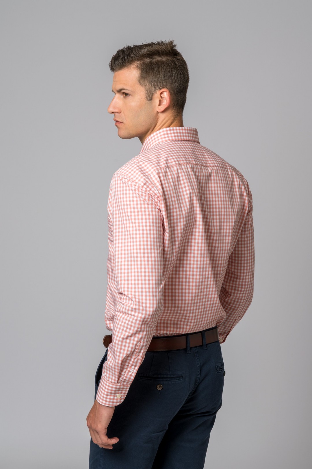 CAMISA CUADROS SALMÓN