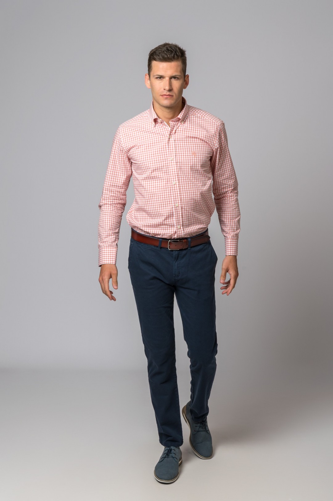 CHEMISE À CARREAUX SAUMON
