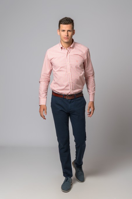 CHEMISE À CARREAUX SAUMON