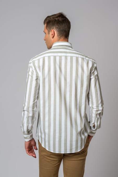 GREEN AND WHITE STRIPED SHIRT
