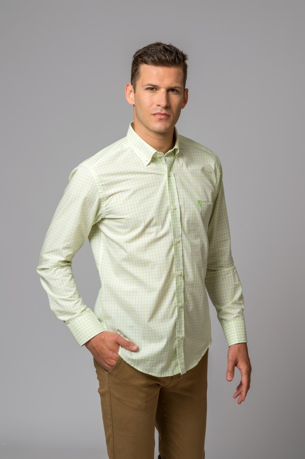 LIME GREEN PLAID SHIRT