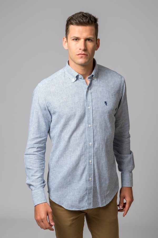 CHEMISE À RAYURES BLEU MARINE