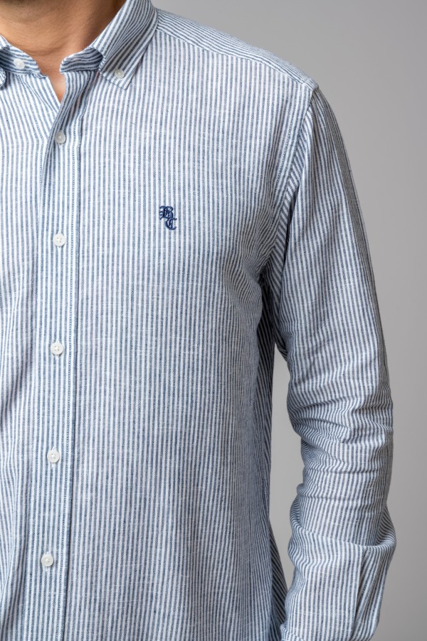CHEMISE À RAYURES BLEU MARINE 2