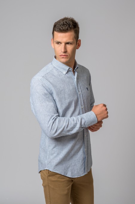 NAVY BLUE STRIPED SHIRT
