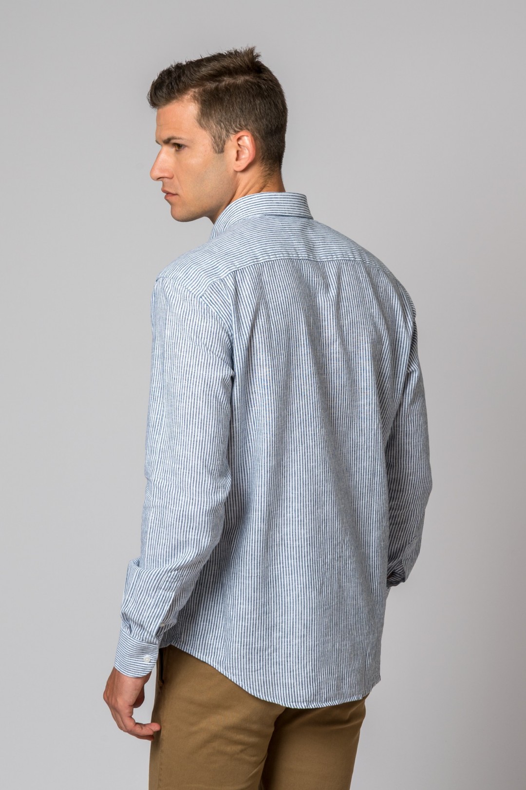 CHEMISE À RAYURES BLEU MARINE