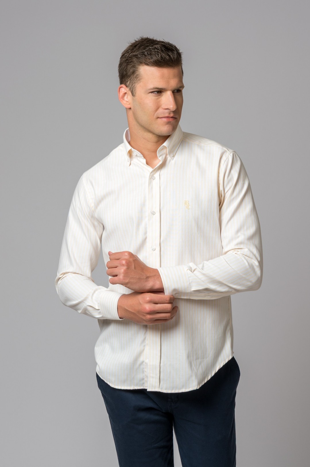 CAMISA DE RISCAS AMARELO PASTEL