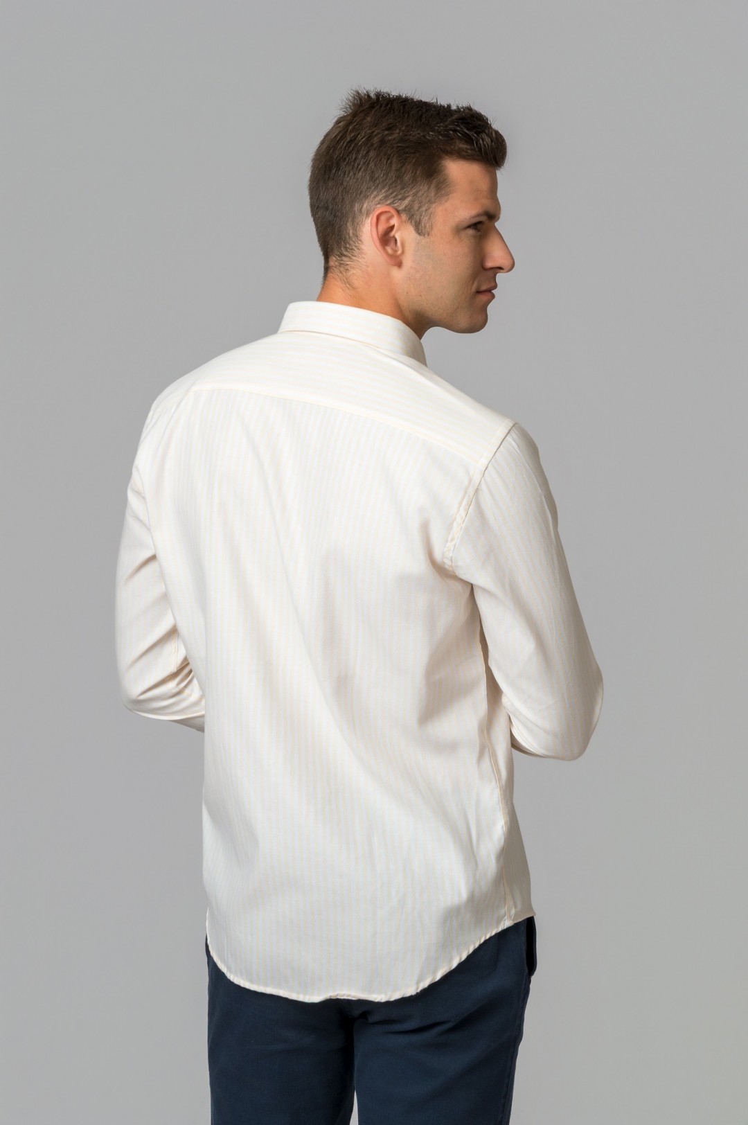 CAMISA DE RISCAS AMARELO PASTEL