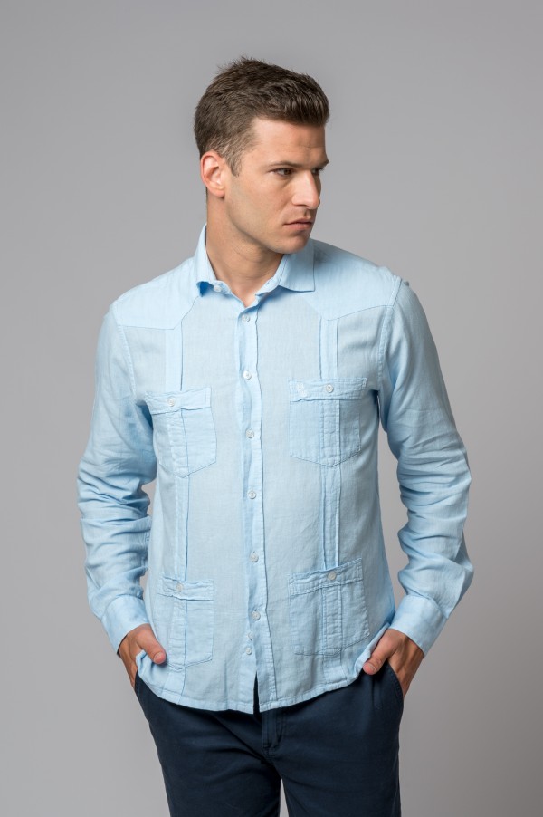 CAMISA GUAYABERA AZUL CELESTE