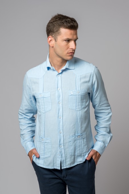 CAMISA GUAYABERA AZUL CELESTE