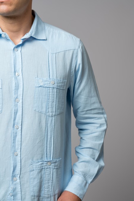 CAMISA GUAYABERA AZUL CELESTE