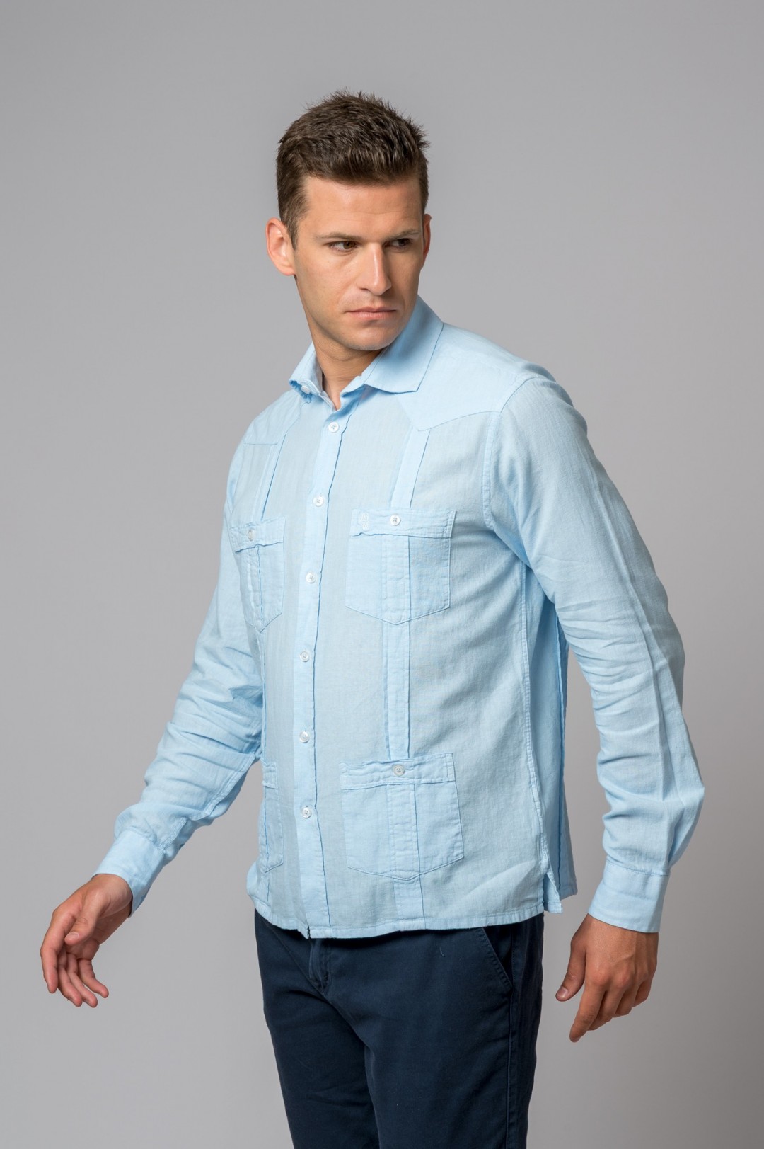 CAMISA GUAYABERA AZUL CELESTE