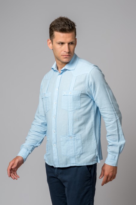 CAMISA GUAYABERA AZUL CELESTE