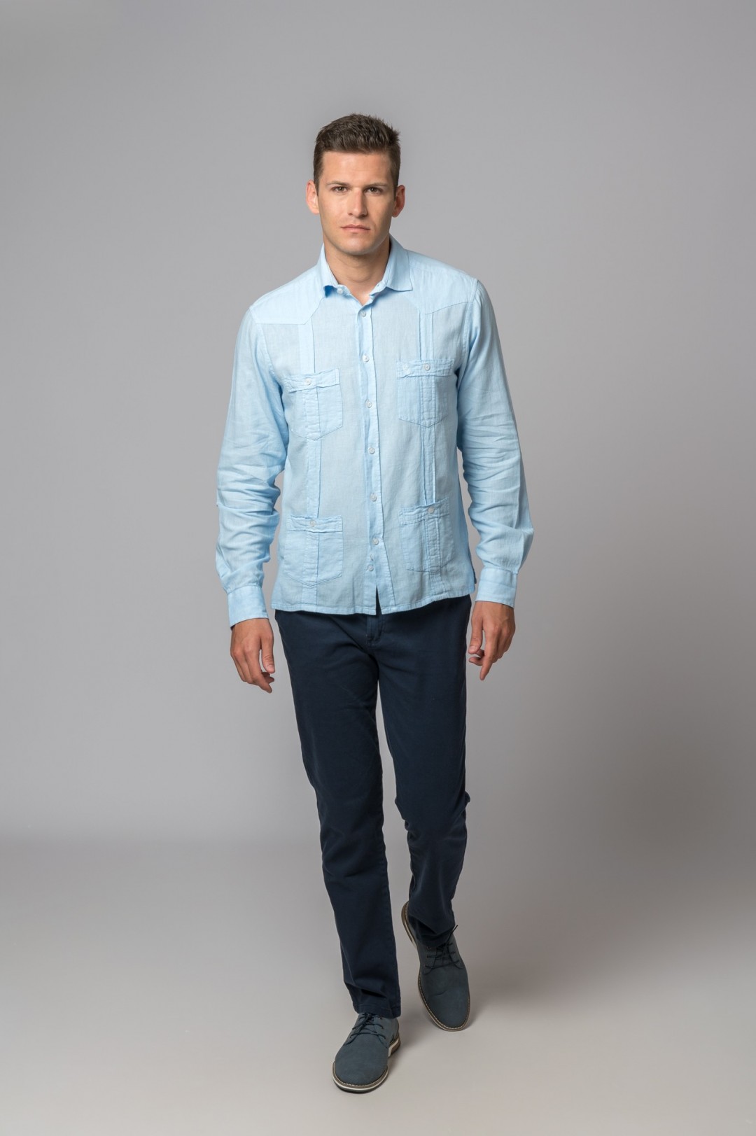 CAMISA GUAYABERA AZUL CELESTE
