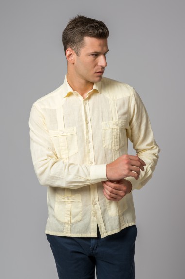 CAMISA GUAYABERA AMARILLA