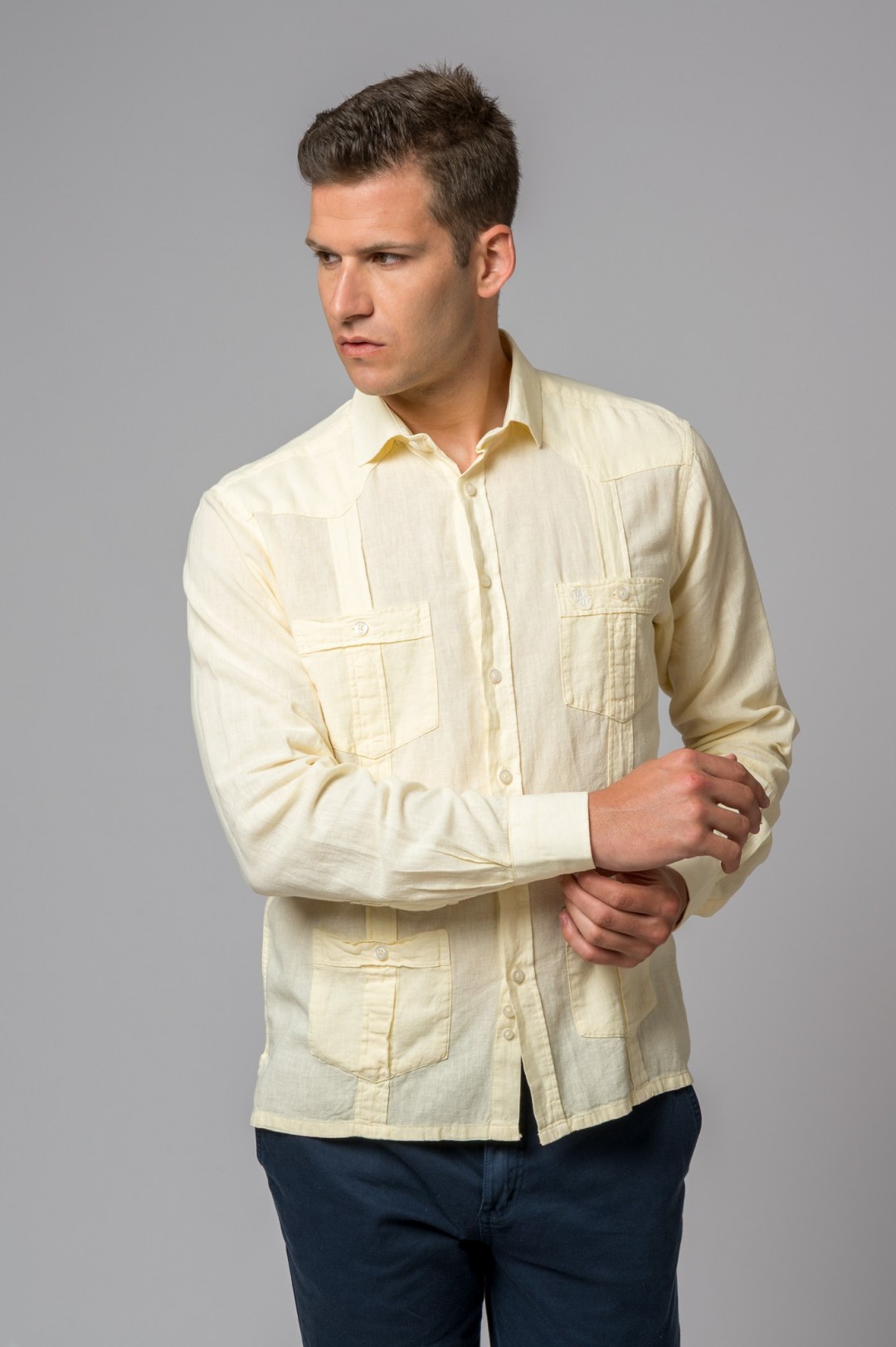 CAMISA GUAYABERA AMARILLA