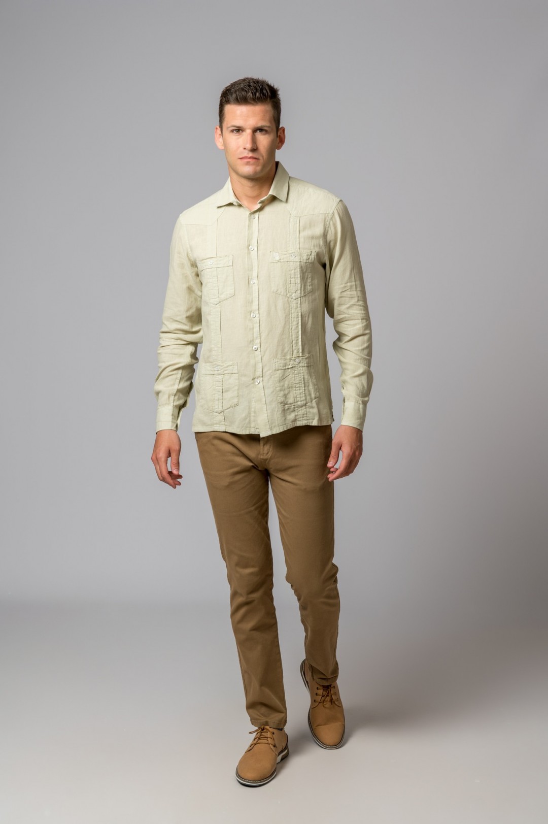 CAMISA GUAYABERA PIEDRA