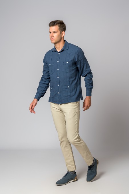 CAMISA GUAYABERA AZUL MARINO