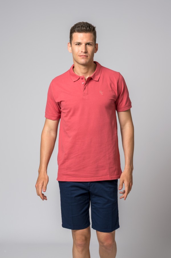 Polo de manga corta para hombre en color fresa