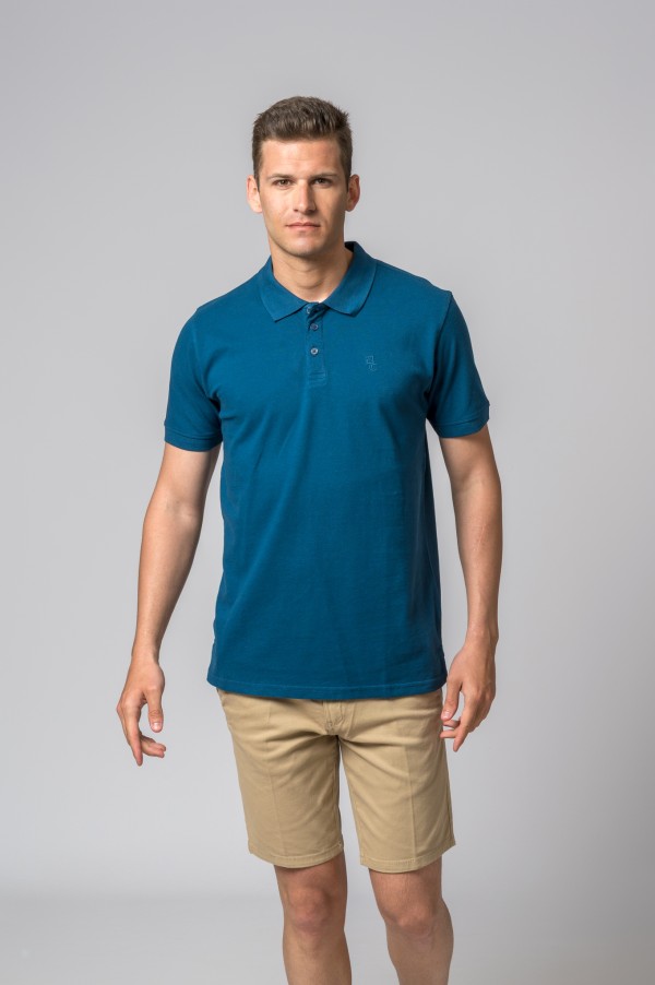 Polo de manga corta para hombre en color azulón