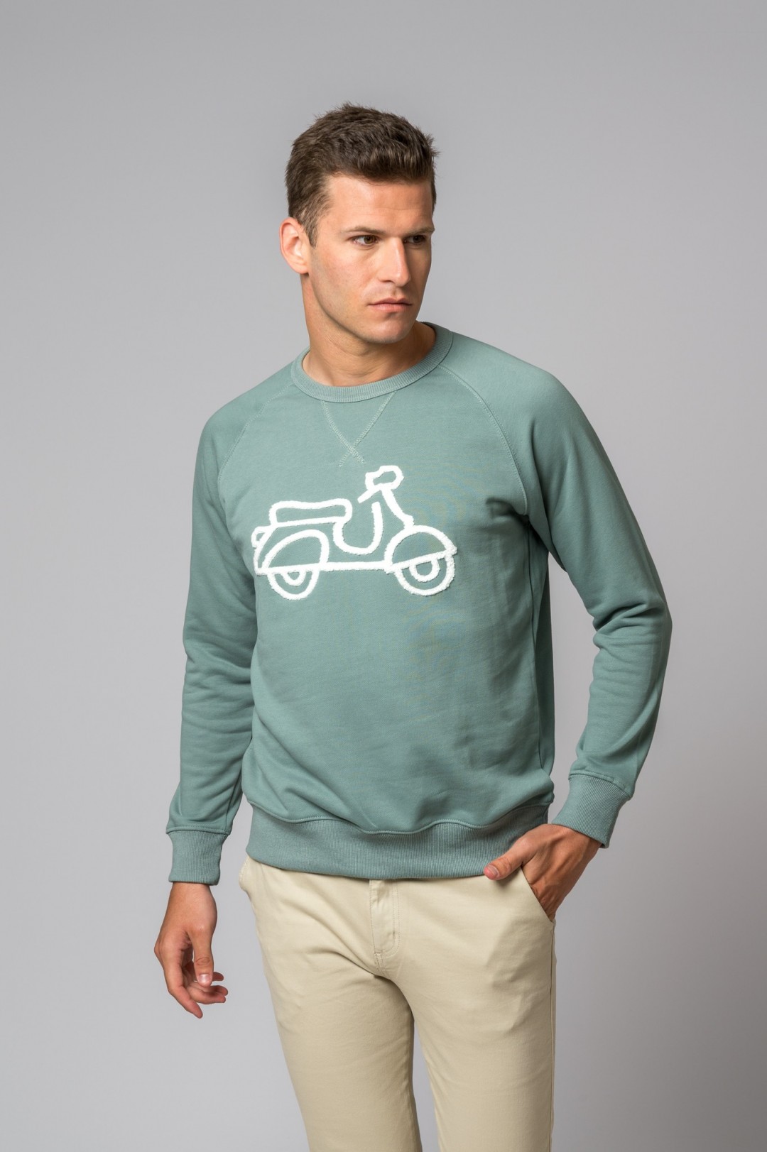 SUDADERA VESPA FELPA AZUL CLARO